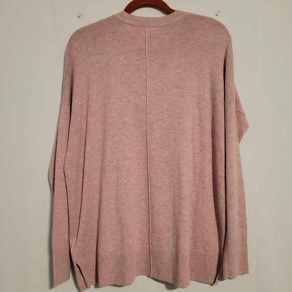 H&M L.O.G.G. wool blend oversized crew neck sweater top size S heathered pink - Picture 8 of 9